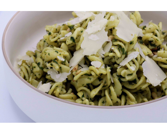 Cornet of pasta with green pesto